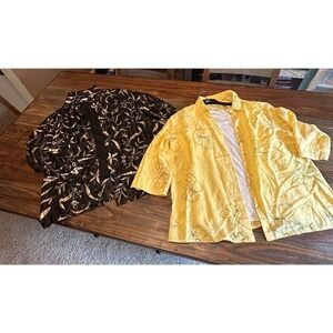 18W Blouses Alfred Dunner & Red Hot Plus Button Down Floral‎ Shirt Bundle of 2